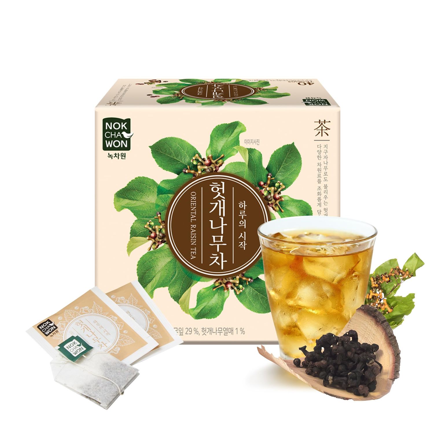 [Nokchawon] Oriental Raisin Tree Tea, Hovenia Dulcis Tea, Premium Pure Herbal Tea, Korean Tea, for Stocking Stuffers and White Elephant Gifts, 40 Count Tea Bags, 1.41oz(40g)