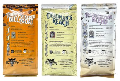 Raven's Brew Whole Bean Coffee Variety Pack - 3 Delicious Flavors - Three Peckered Billy Goat, Deadman's Reach and Resurrection Blend - 12oz each