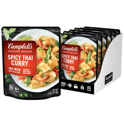 Campbell&#39;s Cooking Sauces, Spicy Thai Curry, 11 Oz Pouch (Case of 6)