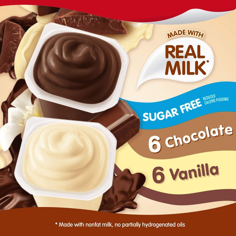 Snack Pack Sugar Free Chocolate and Vanilla Flavored Pudding Family Pack, 12 Count Pudding Cups