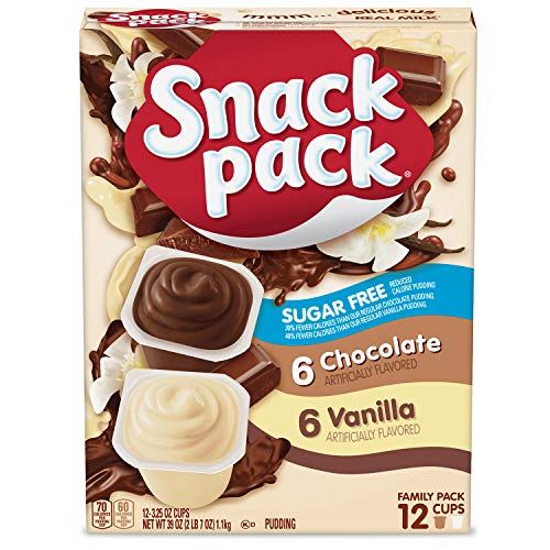 Snack Pack Sugar Free Chocolate and Vanilla Flavored Pudding Family Pack, 12 Count Pudding Cups
