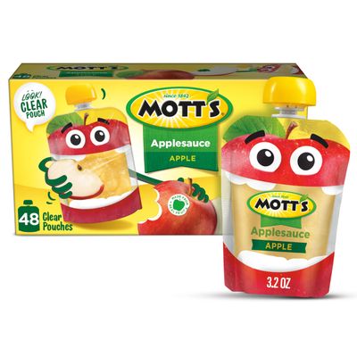 Mott&#39;s Original Applesauce, 3.2 Oz Clear Pouches, 48 Count (4 Packs Of 12), No Artificial Flavors, Good Source Of Vitamin C, Nutritious Option For The Whole Family