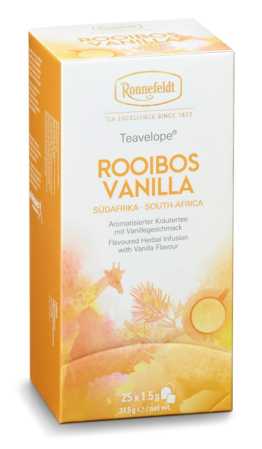Ronnefeldt Teavelope Rooibos Vanila - Red Rooibos Flavoured Herbal Infusion Tea With Vanila Flavour, Tea Bags Individually Wrapped, 25 Count - Caffeine Free South African Natural Tea - Hot or Iced