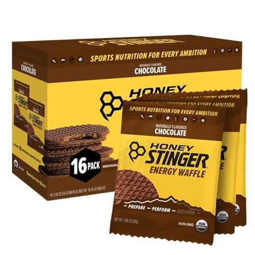 Honey Stinger Organic Chocolate Waffle | Energy Stroopwafel for Exercise, Endurance and Performance | Sports Nutrition for Home &amp; Gym, Pre and Post Workout | Box of 16 Waffles, 16.96 Ounce