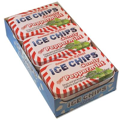 ICE CHIPS Xylitol Candy Tins (Peppermint, 6 Pack) - includes BAND as shown