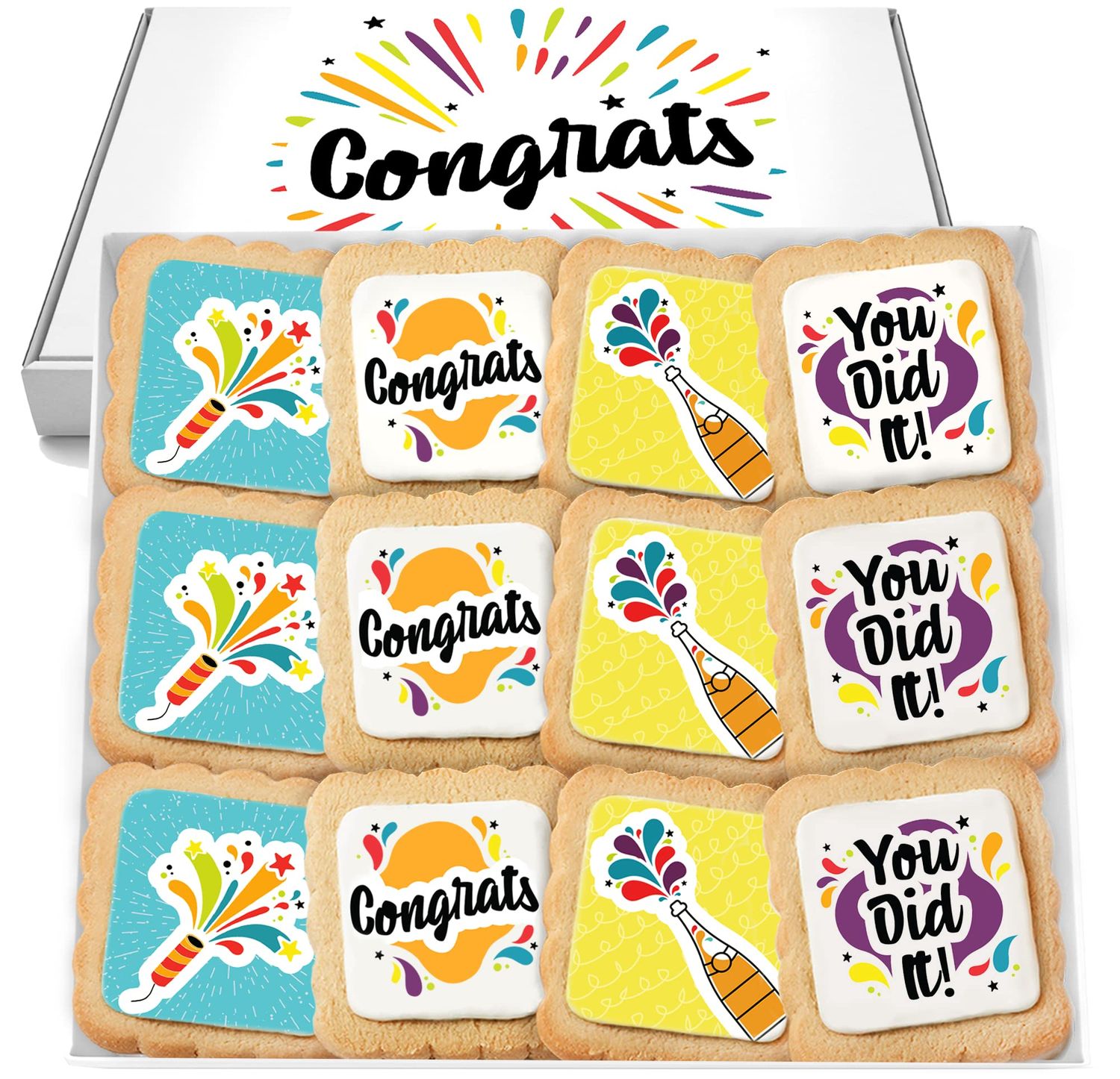 Congrats Gift Cookies Congratulations Gift Basket 12 PACK For Kids Men Women Graduation Friend | Nut Free | Kosher