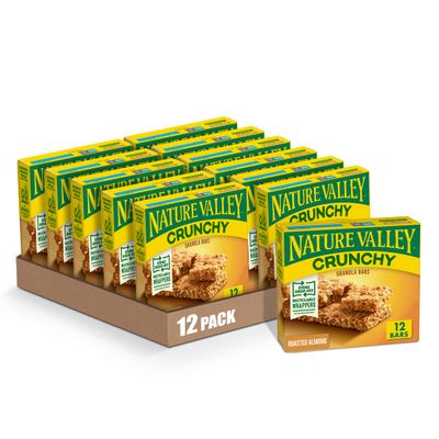 Nature Valley Crunchy Granola Bars, Roasted Almond, 1.49 oz, 6 ct, 12 bars (Pack of 12)