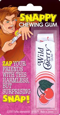 Joker Funny Snapping Realistic Chewing Gum Package 3.75 Prank, Pink