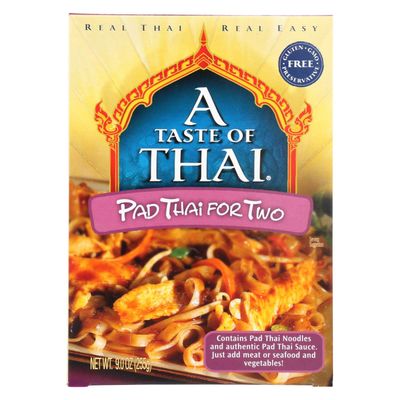 A Taste of Thai Pad Thai for Two Mix - 9oz Pack of 6 Heat &amp; Eat Kit Includes Instant Noodles &amp; Authentic Pad Thai Sauce | Gluten-Free | Ideal Vegan Meal | Perfect Side for Chicken Fish &amp; Meat Entrees