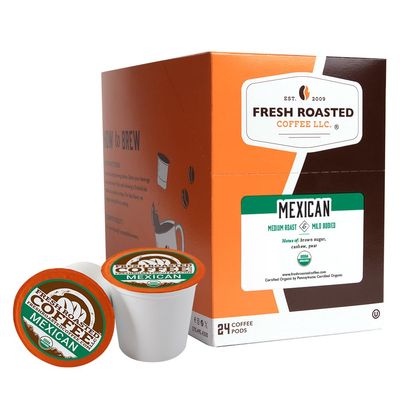 Fresh Roasted Coffee, Organic Mexican, Medium Roast, Mold &amp; Mycotoxin Tested, 24 Pods for K Cup Brewers