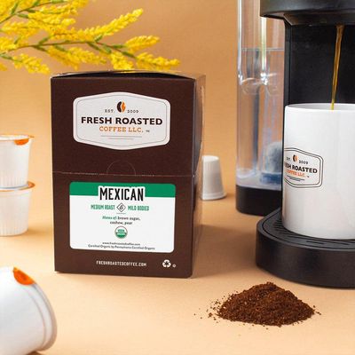 Fresh Roasted Coffee, Organic Mexican, Medium Roast, Mold &amp; Mycotoxin Tested, 24 Pods for K Cup Brewers