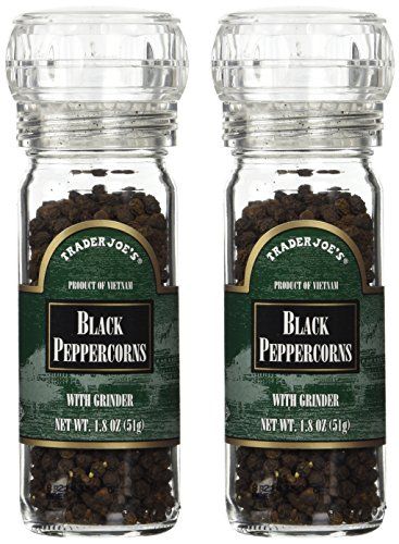 Trader Joe&#39;s Black Pepper Peppercorns with Grinder -- 2-PACK, 1.8oz