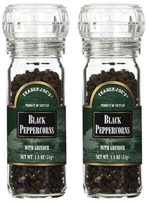 Trader Joe&#39;s Black Pepper Peppercorns with Grinder -- 2-PACK, 1.8oz