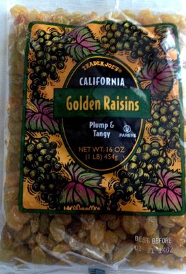 Trader Joe&#39;s California Golden Raisins, Plump &amp; Tangy /16 Oz., 454g.