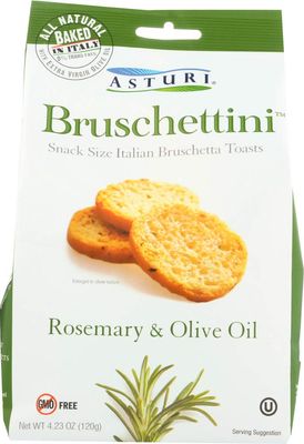 Asturi Rosemary &amp; Olive Oil Bruschettini (Snack Size Italian Bruschetta Toasts), Buy TWELVE Bags and SAVE, Each Bag is 4.2...