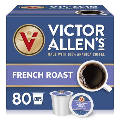 Victor Allen&#39;s Coffee French Roast, Dark Roast, 80 Count, Single Serve Coffee Pods for Keurig K-Cup Brewers