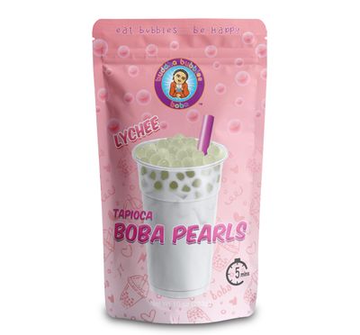 LYCHEE Flavor Boba Tea Tapioca Pearls Ready in 5 Minutes by Buddha Bubbles Boba