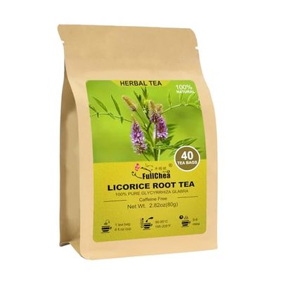 FullChea - Licorice Root Tea Bag, 40 Teabags, 2g/bag - Premium Licorice Root - Non-GMO - Naturally Caffeine-free Herbal Tea - Aid in Digestion &amp; Promote Respiratory Health