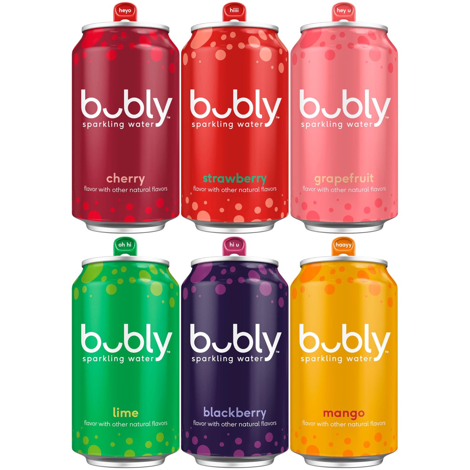 bubly Sparkling Water, 6 Flavor Variety Pack (Blackberry, Lime, Cherry, Grapefruit, Strawberry, Mango), Zero Sugar &amp; Zero Calories, Seltzer Water, 12 Fl Oz Cans (Pack of 18)