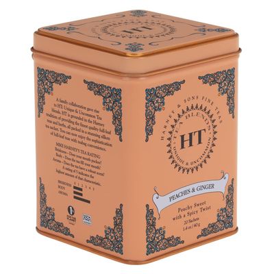 Harney &amp; Sons Peaches &amp; Ginger Black Tea, 20ct sachet tin