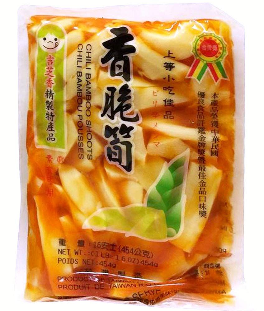 (3 Packs)  Preserved Crispy Chili Bamboo Shoot, Crunchy, 16 oz/454 g