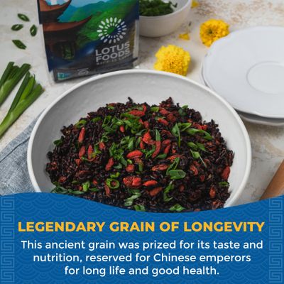 Lotus Foods Heirloom Forbidden Rice - Black Rice, Purple Rice, Black Rice Bulk, Gluten Free Heirloom Rice, Whole Grain, Non GMO, Vegan - 15 Oz Bag (Pack of 6)