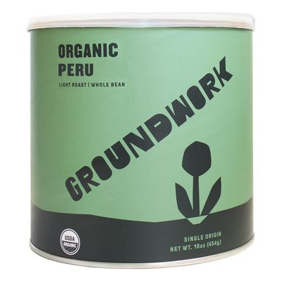 Groundwork Organic Whole Bean Light Roast Coffee, Peru, 16 Ounce Can