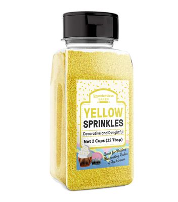 Yellow Sprinkles (2 Cups) Bright &amp; Colorful Jimmies, Decorative &amp; Fun Topping for Baking