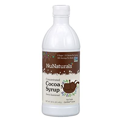NuNaturals Stevia Syrup, Sugar-Free Sweetener, Plant-Based Sugar Substitute, Zero Calorie, Sugar-Free Syrup, Chocolate, 16 oz