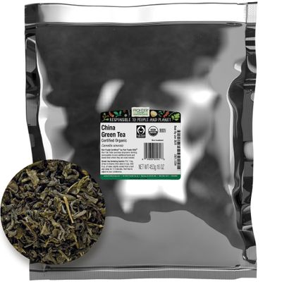 Frontier Co-op Organic China Green Tea, 1lb Bulk Bag - Chinese Green Tea Loose Leaf - Aromatic, Flavorful &amp; Calming - Perfect for Tea &amp; Culinary Uses