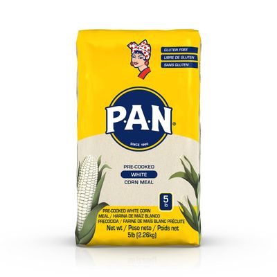 P.A.N. White Corn Meal - Pre-cooked Gluten Free and Kosher Flour for Arepas (5 lb/Pack of 1)