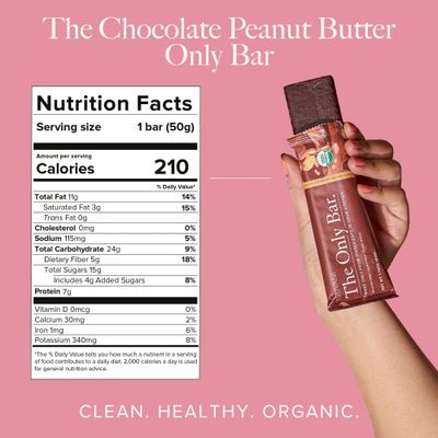 Truvani Plant Based Snack Bar | Chocolate Peanut Butter 12 Pack | 7g Protein | USDA Organic and Vegan | The Only Bar | Dairy, Soy, and Gluten Free | Individually Wrapped