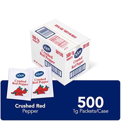 N&#39;Joy Crushed Red Pepper | 1g Packets, 500 Count | Single Serve Portion | Bulk Size