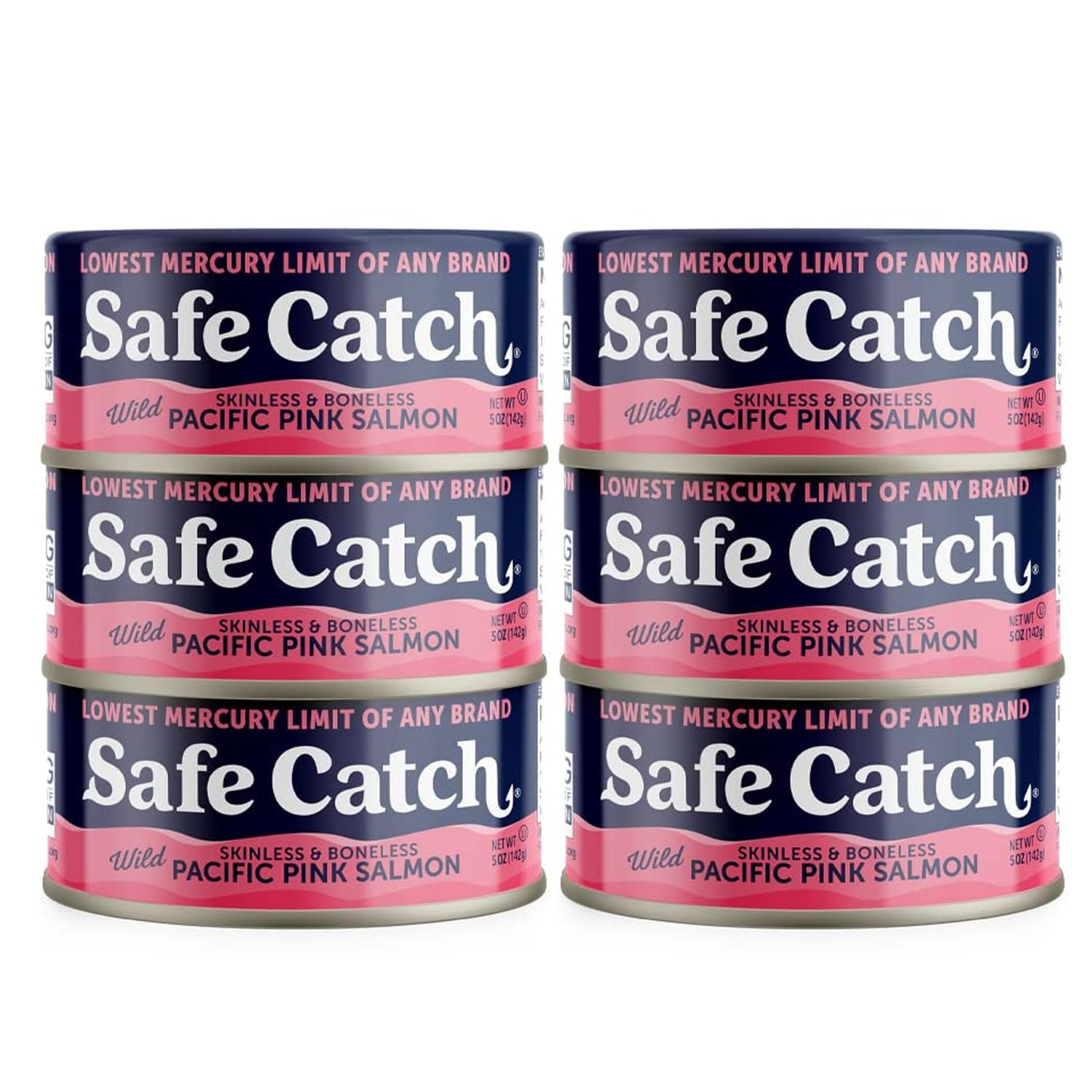 Safe Catch Wild Pink Salmon Canned Wild-Caught Skinless Boneless Salmon Fish Every Can Of Salmon Is Mercury Tested Kosher, 6-Pack Salmon Cans 5oz
