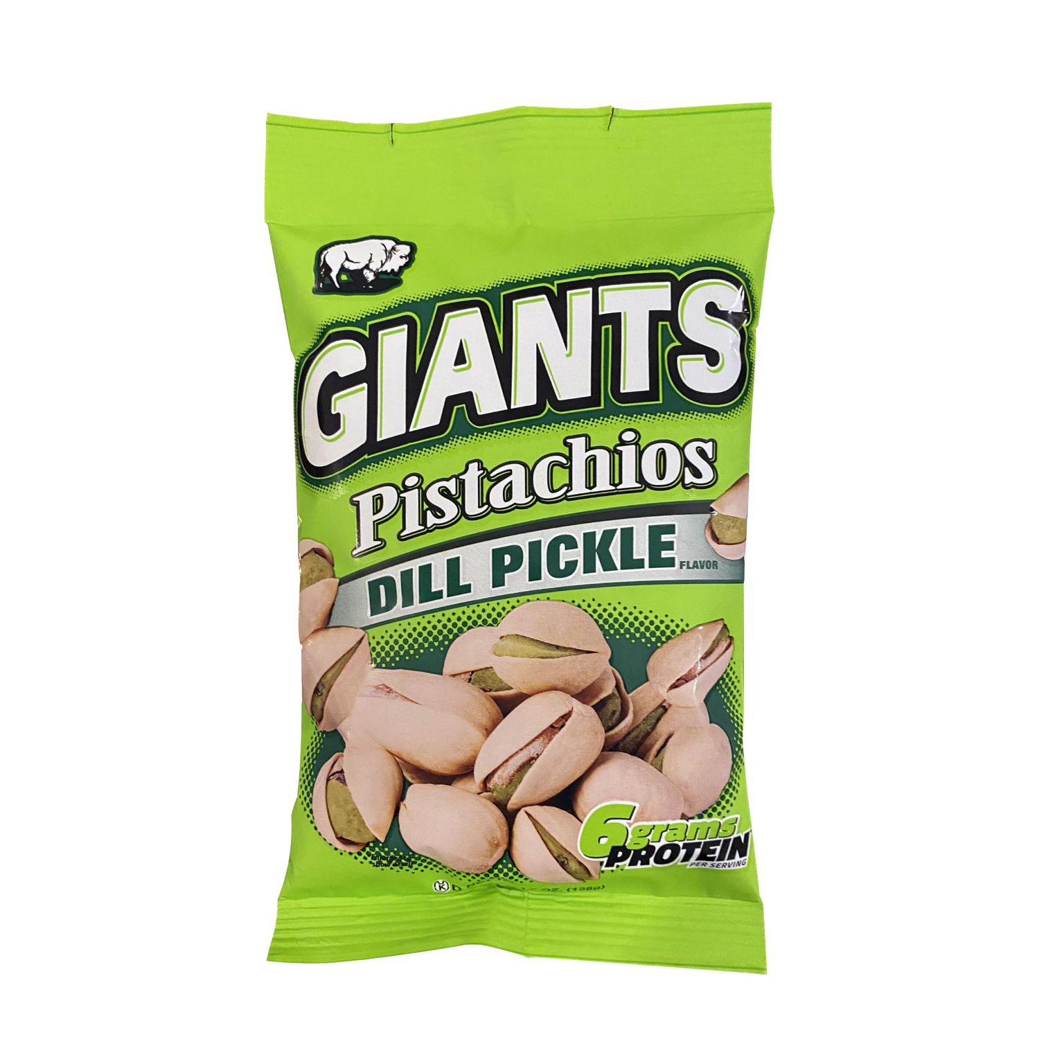 GIANTS Dill Pickle Pistachios - Healthy Snacks, In Shell Pistachios Individual Packs, High Protein Snack, Flavored Pistachio Nuts - 4.5 oz Bags (Pack of 6)