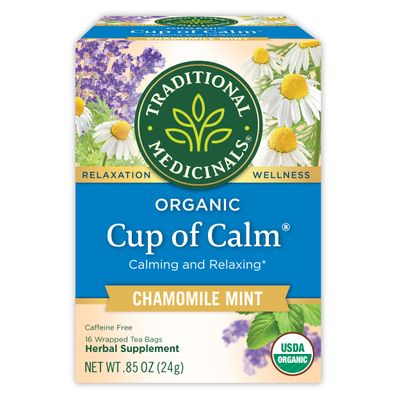 Traditional Medicinals Tea, Organic Cup of Calm, Calming &amp; Relaxing with Chamomile Mint, 16 Tea Bags