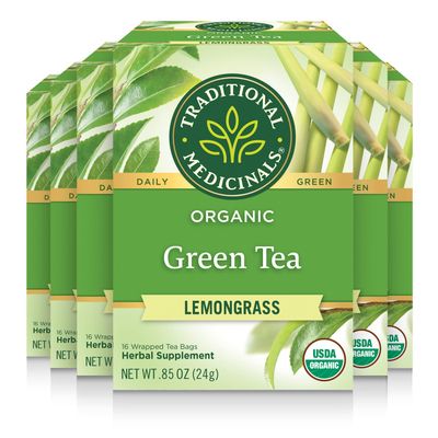 Traditional Medicinals Tea, Organic Green Tea Lemongrass, 96 Tea Bags (6 Pack)