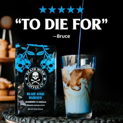 Death Wish Coffee, Single Serve Coffee Pods - Fair Trade - Blue and Buried: Blueberry Vanilla Flavored Coffee Pods