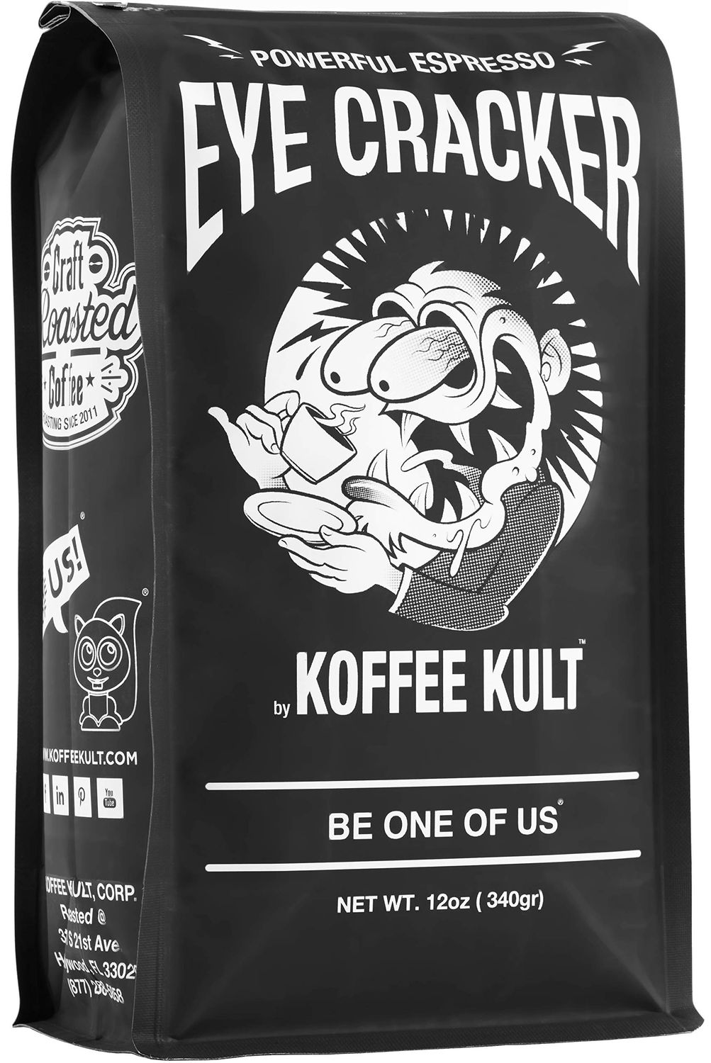 Koffee Kult Eye Cracker Espresso Coffee Beans - Bright, Bold Medium Roast with a Citrus Twist Coffee Crema - Artisan Roasted Fresh 100% Arabica Speciality Grade (Whole Bean, 12oz)