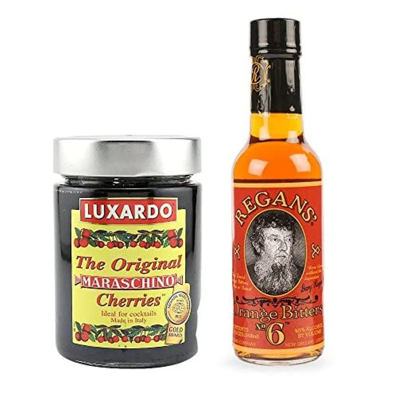 Manhattan Cocktail Kit: Luxardo Maraschino Cherries - 400g Jar with Regan&#39;s Orange Bitters - 5 Ounce