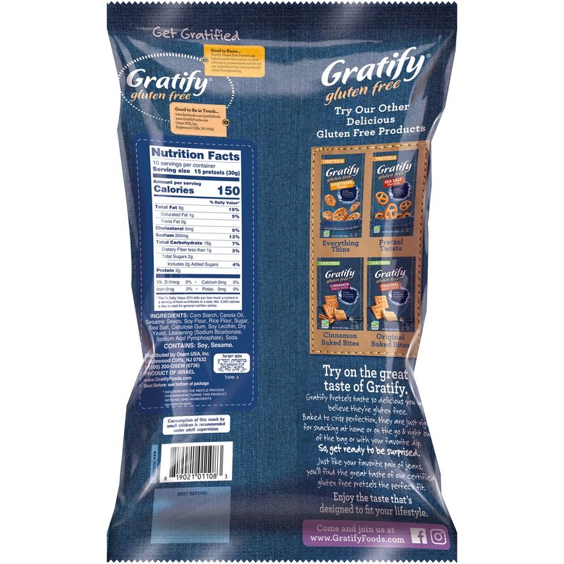 Gratify Pretzel Gf Thin Sesame 10.5oz