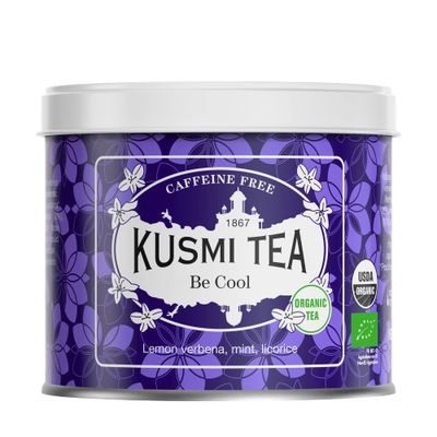 Kusmi Tea - Be Cool - Organic Herbal Tea Flavored with Mint, Lemon Verbena &amp; Licorice - Caffeine Free Herbal Tea - Loose Leaf Tea - Tin Box of 3.1 oz - Quantity for about 50 cups