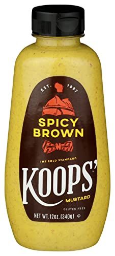 Koops&#39; Spicy Brown Mustard - Spicy Mustard, Gluten-Free, Kosher, Made in USA, From Quality Mustard Seeds, Delicious and Bold Flavor - 12 Oz, Pack of 1