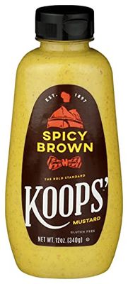 Koops&#39; Spicy Brown Mustard - Spicy Mustard, Gluten-Free, Kosher, Made in USA, From Quality Mustard Seeds, Delicious and Bold Flavor - 12 Oz, Pack of 1