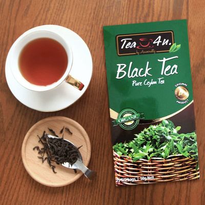 Tea4U Organic Black Ceylon TeaBags - Ideal Quality from Sri Lanka's Finest Leaves and Expertly Blended - 25 Count