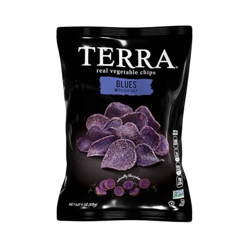 Terra Vegetable Chips, Blues Chips with Sea Salt, 1 Oz (Pack of 24)