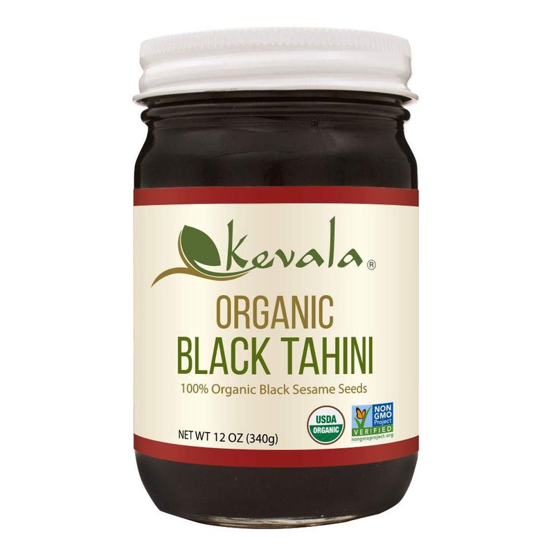 Kevala Organic Black Sesame Tahini - 12 oz - 340g - Roasted Black Sesame Seeds - Black Seed Organic - Tahini Spread - Tahini Bulk - Black Sesame Seeds