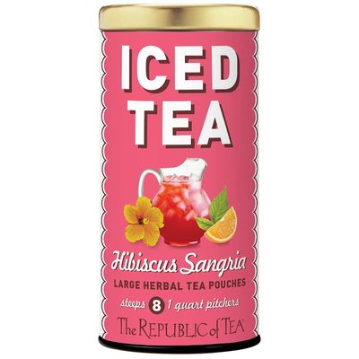 The Republic of Tea - Hibiscus Sangria Iced Herbal Tea, 8 Large Quart-Sized Iced Tea Pouches, Naturally Caffeine Free