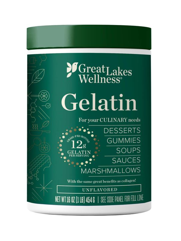 Great Lakes Wellness Beef Gelatin Powder for Culinary Needs - Perfect for Gummies, Marshmallows, Desserts and more - Unflavored - Grass-Fed, Kosher, Keto, Non-GMO 16 oz