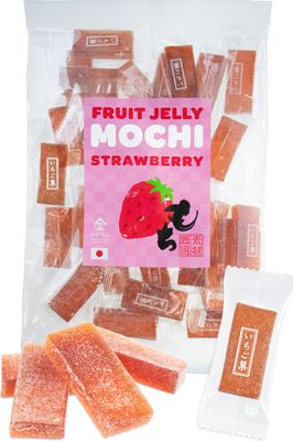 Jelly Fruit Mochi, Japanese Traditional Candy, individually wrapped, Artisanal Handworks, Juicy Strawberry, 300gYAMASAN